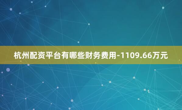 杭州配资平台有哪些财务费用-1109.66万元