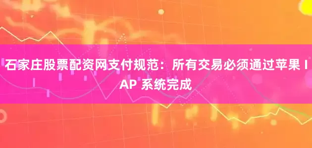 石家庄股票配资网支付规范：所有交易必须通过苹果 IAP 系统完成